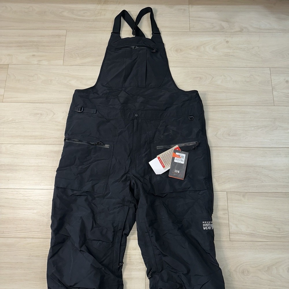 NEW Mountain Hardwear First Tracks Bib Pant Mens XXL Black Ski Recco Winter $300